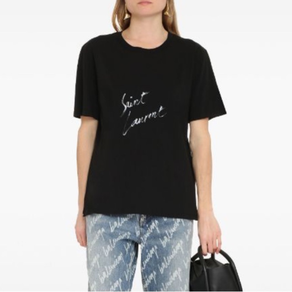 Women's Saint Laurent black crewneck T-shirt